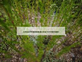 八字合五字半算好的吗(算八字合了4个字算不算好)